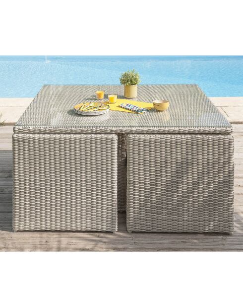 Ensemble de jardin Océane 8 places en résine tressée crème