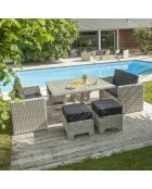 Ensemble de jardin Océane 8 places en résine tressée crème