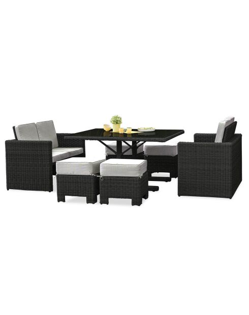 Ensemble de jardin Table Océane 8 personnes en résine tressée anthracite