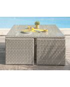 Set de jardín Océane de resina tejida para 8 personas y funda protectora color crema