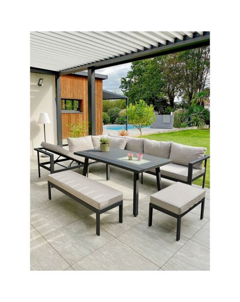 Ensemble de jardin Table Antalya 9 places en aluminium anthracite