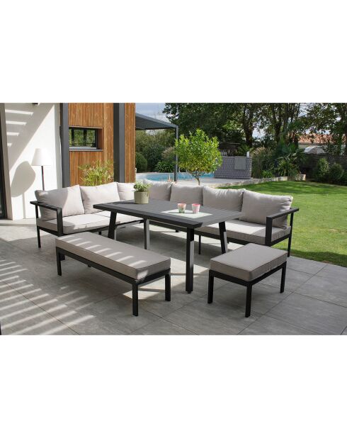Ensemble de jardin Table Antalya 9 places en aluminium anthracite