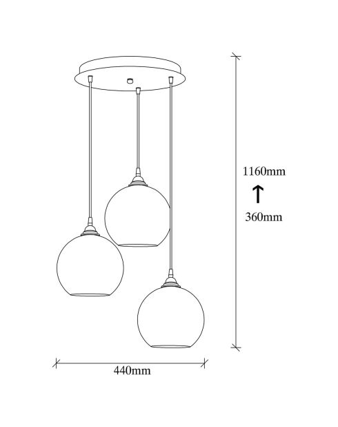 Suspension Gold doré/noir - 44x44x116 cm