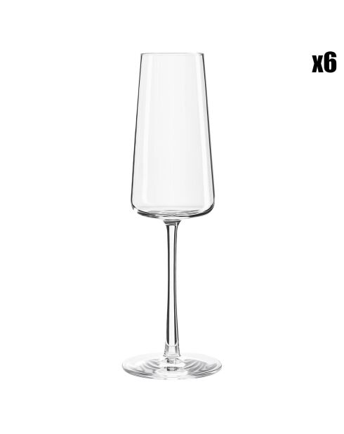 6 Flûtes à Champagne Power transparentes - 24 cl