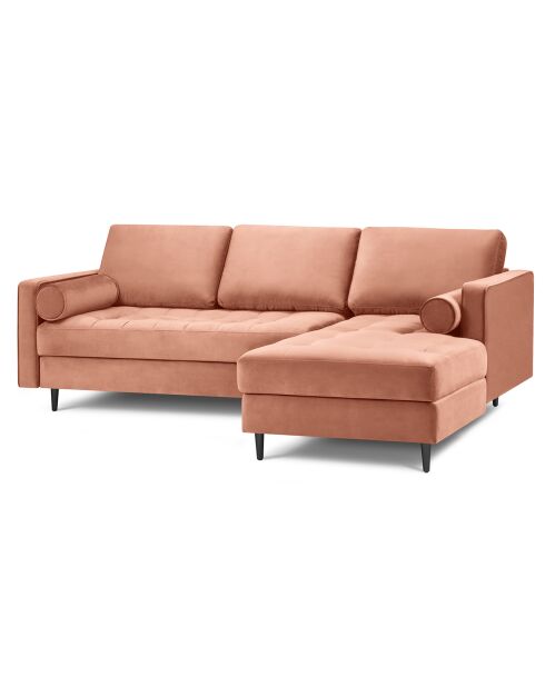 Santo Velours 4-zitsbank, roze, rechter hoekbank, 236x170x90 cm