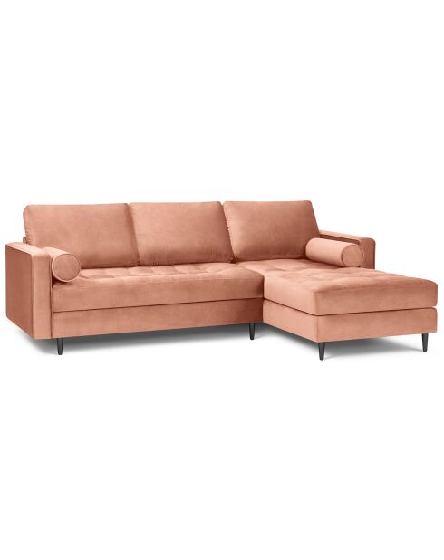 Santo Velours 4-zitsbank, roze, rechter hoekbank, 236x170x90 cm