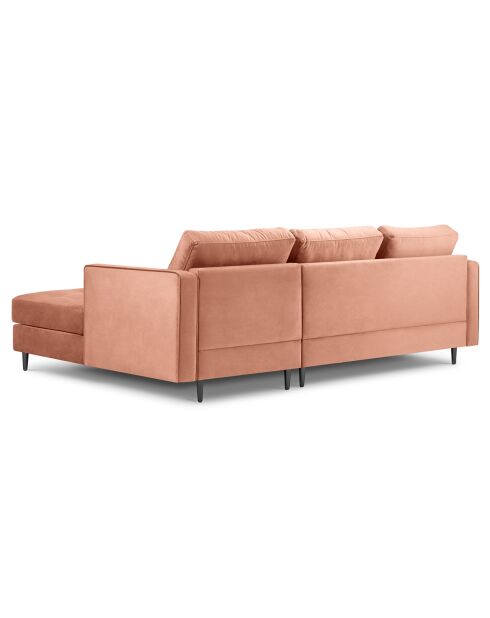 Santo Velours 4-zitsbank, roze, rechter hoekbank, 236x170x90 cm