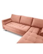 Canapé d'angle droit Velours Santo 4 Places rose - 236x170x90 cm