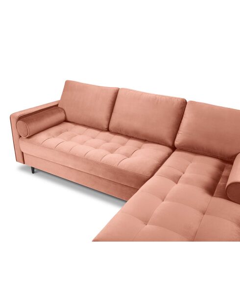 Santo Velours 4-zitsbank, roze, rechter hoekbank, 236x170x90 cm