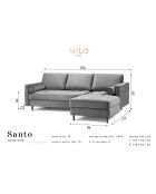 Canapé d'angle droit Velours Santo 4 Places rose - 236x170x90 cm