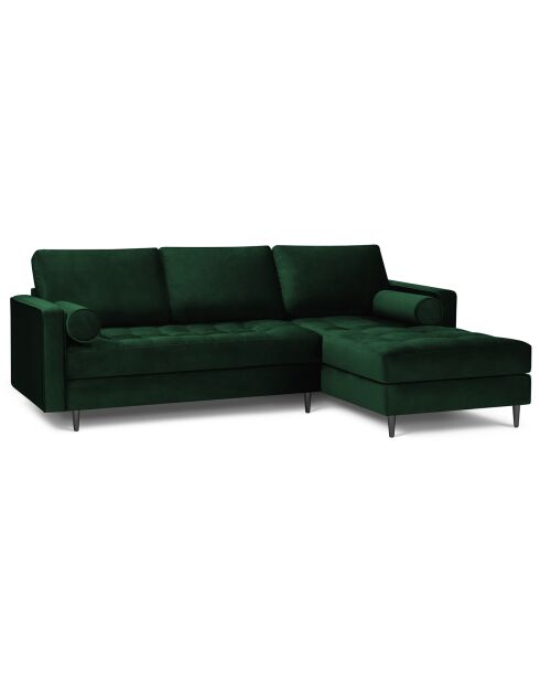 Canapé d'angle droit velours santo 4 places vert bouteille - 236x170x90 cm