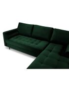 Canapé d'angle droit velours santo 4 places vert bouteille - 236x170x90 cm
