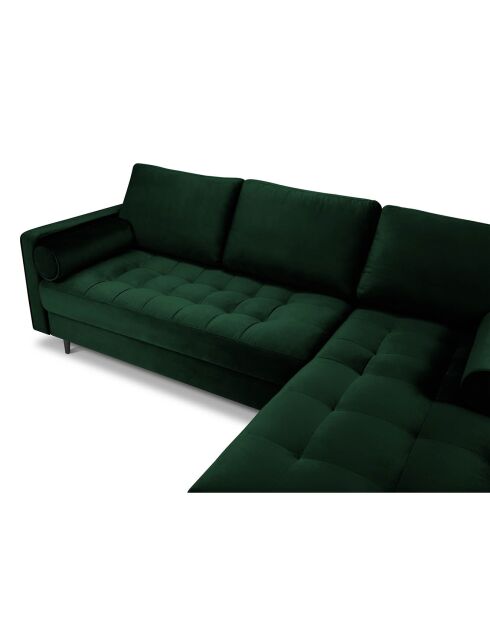 Santo velvet 4-zits flessengroene hoekbank rechts - 236x170x90 cm