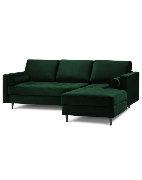 Santo velvet 4-zits flessengroene hoekbank rechts - 236x170x90 cm