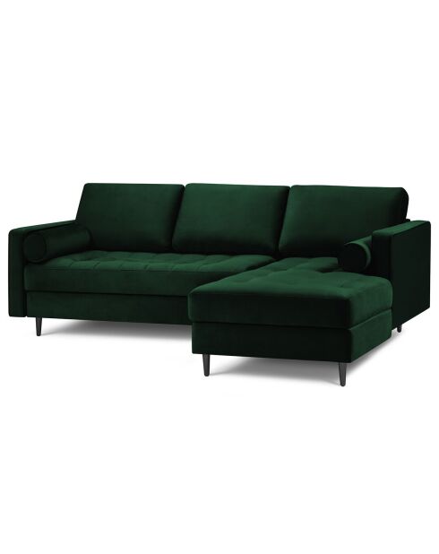 Canapé d'angle droit velours santo 4 places vert bouteille - 236x170x90 cm