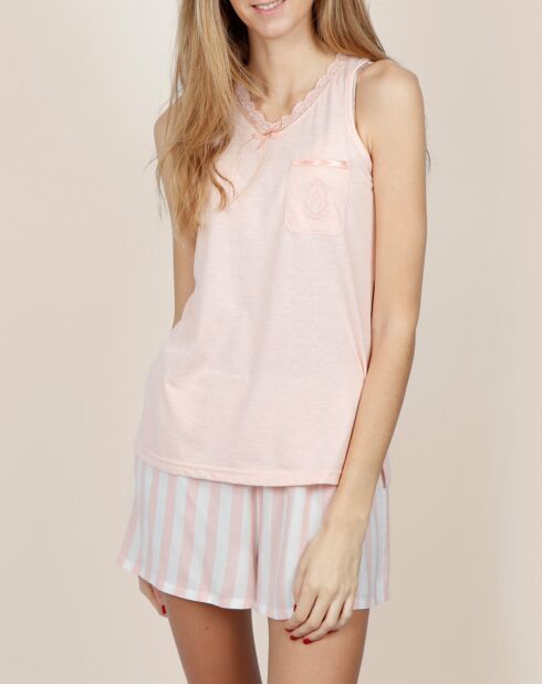 Roze klassieke gestreepte pyjama