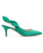 Slingback Adèle de piel aterciopelada verde - tacón de 6 cm