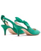 Slingback Adèle de piel aterciopelada verde - tacón de 6 cm