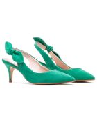 Slingback Adèle de piel aterciopelada verde - tacón de 6 cm