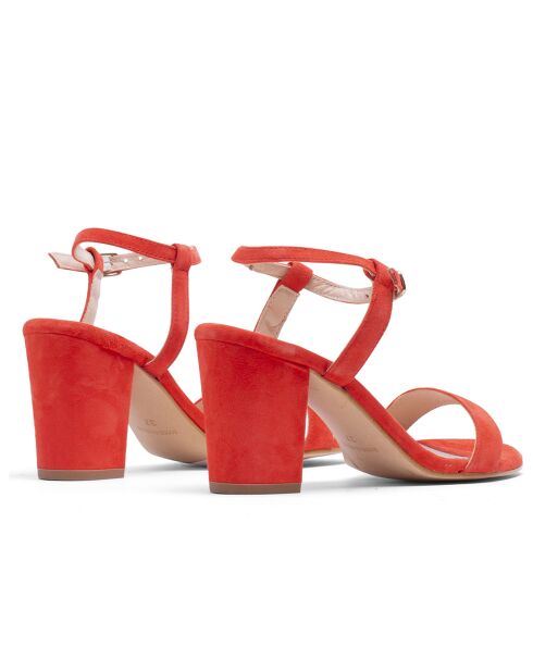 Alia rote Ledersandalen aus Samt - 8 cm Absatz