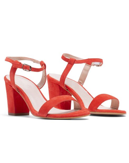 Alia rote Ledersandalen aus Samt - 8 cm Absatz