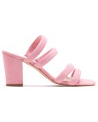 Roze Suzie fluwelen leren muiltjes met hak van 7 cm