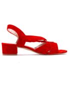 Sandali Alba in pelle di velluto rosso - tacco 3 cm