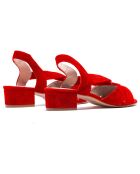 Sandali Alba in pelle di velluto rosso - tacco 3 cm