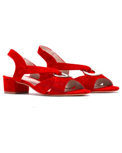 Sandales en Velours de Cuir Alba rouges - Talon 3 cm