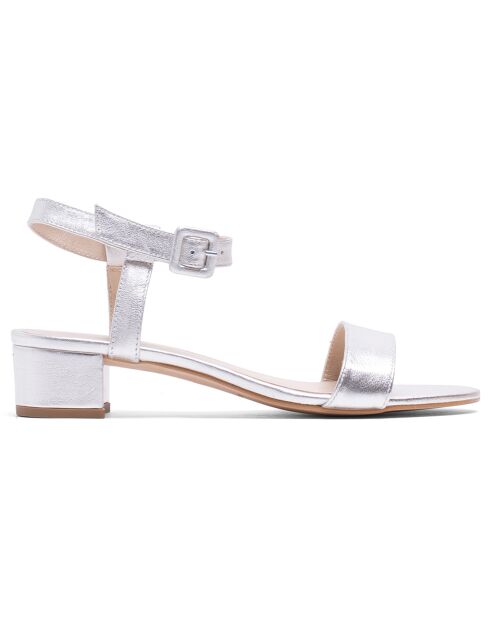 Silberne Pia Ledersandalen - 3 cm Absatz