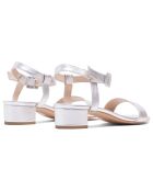 Silberne Pia Ledersandalen - 3 cm Absatz