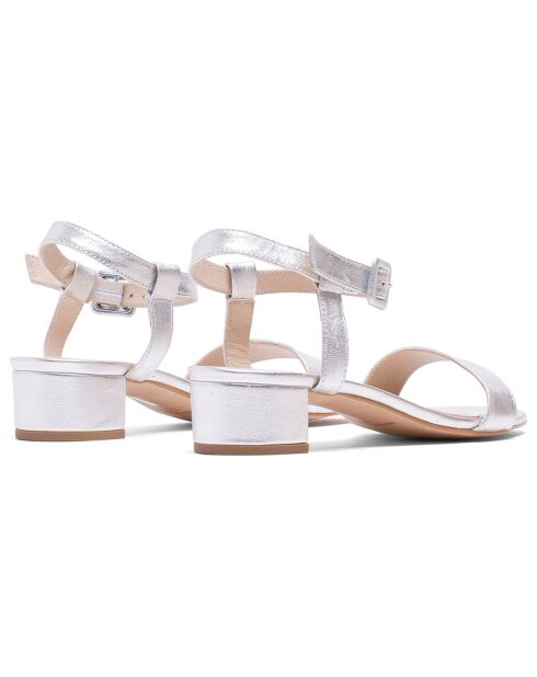 Silberne Pia Ledersandalen - 3 cm Absatz