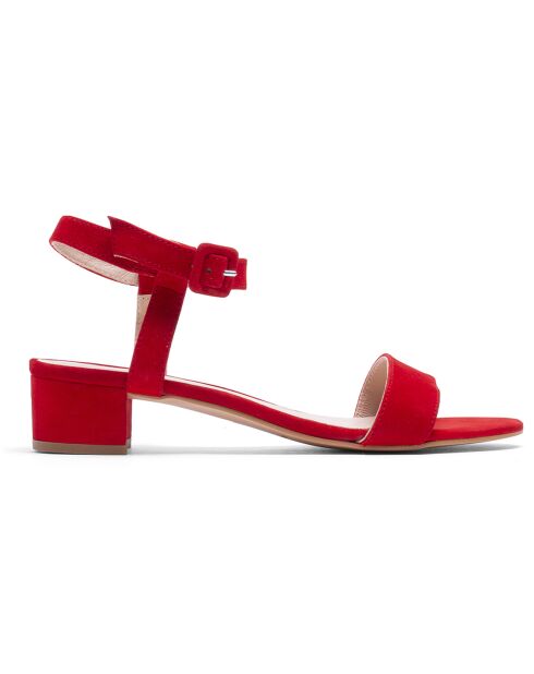 Sandali rossi Pia in pelle di velluto - tacco 3 cm