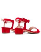 Sandali rossi Pia in pelle di velluto - tacco 3 cm