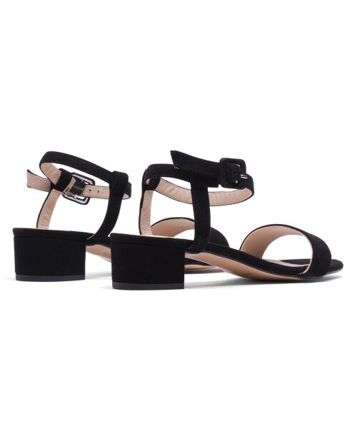 Sandales en Velours de Cuir Pia noires - Talon 3 cm