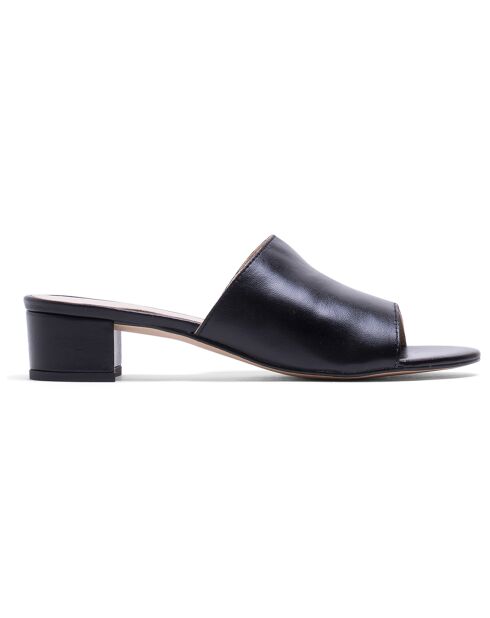 Mules en Cuir Love noires - Talon 3 cm