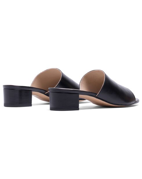 Mules en Cuir Love noires - Talon 3 cm