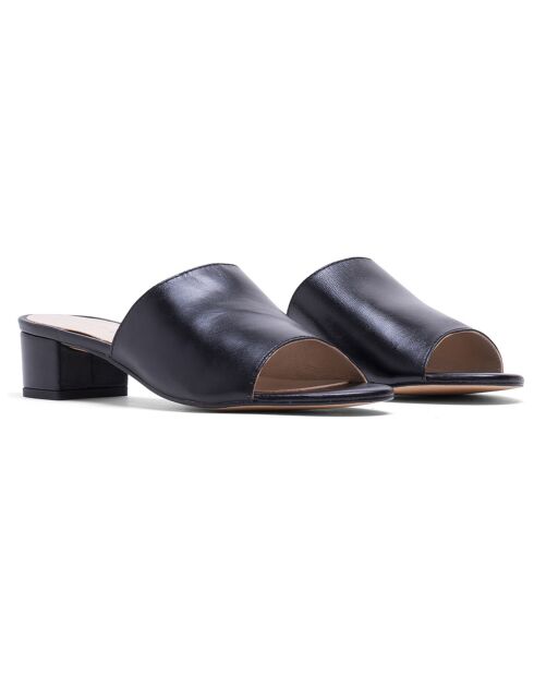 Mules en Cuir Love noires - Talon 3 cm