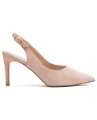 Jessica nude fluwelen leren slingbacks - hak van 8 cm
