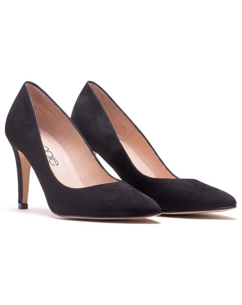 Zapatos de tacón Joy de terciopelo negro con tacón de 7,5 cm