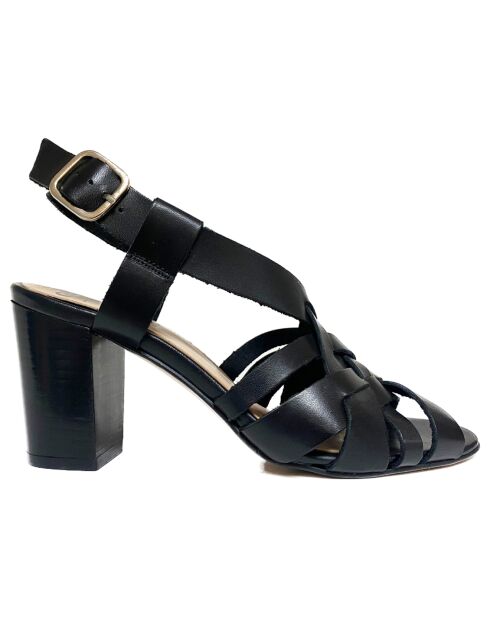 Sandali neri Fanny in pelle - tacco 6 cm