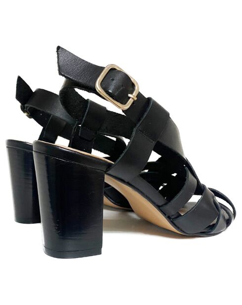 Sandali neri Fanny in pelle - tacco 6 cm