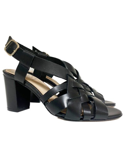 Sandali neri Fanny in pelle - tacco 6 cm