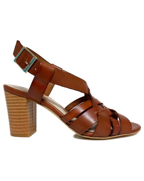 Braune Fanny Ledersandalen - 6 cm Absatz