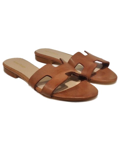 Braune Lederpantoletten Diana