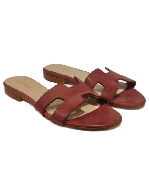Mules en Cuir Diana bordeaux