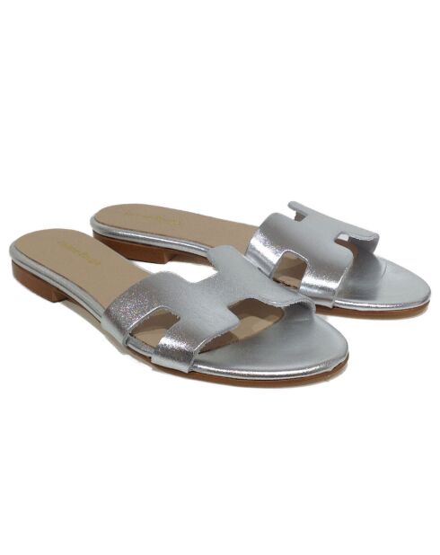 Mules de piel Diana Silver
