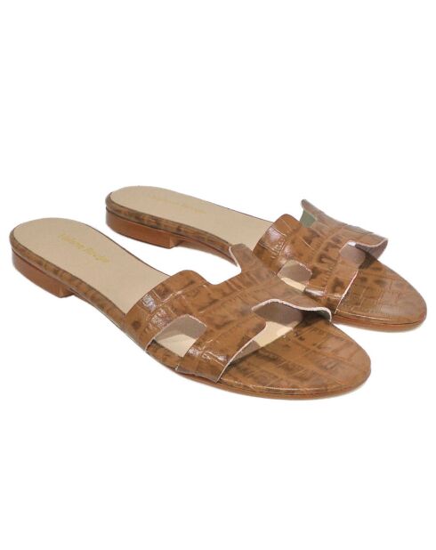 Mules Diane de piel marrón