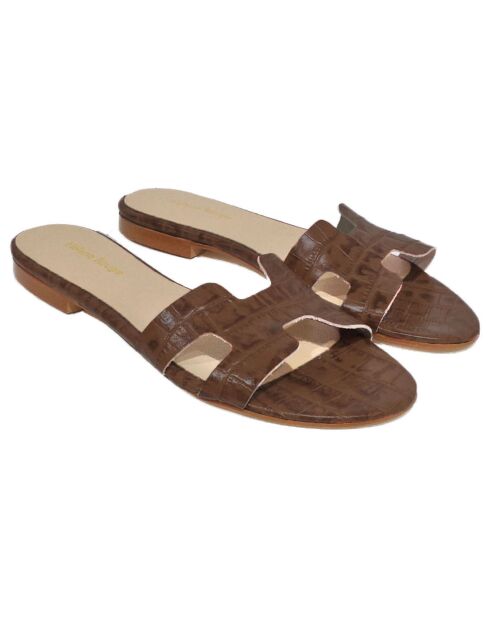 Dunkelbraune Lederpantoletten Diane