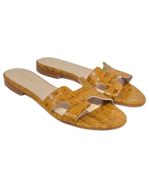 Gelbe Diane Lederpantoletten